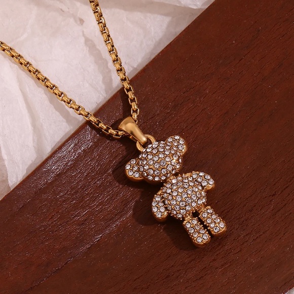 Gold Teddy Bear Pendant Necklace โจ - Picture 3 of 10